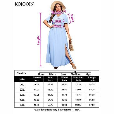 Plus Size Surplice V‑Neck Split Maxi Dress