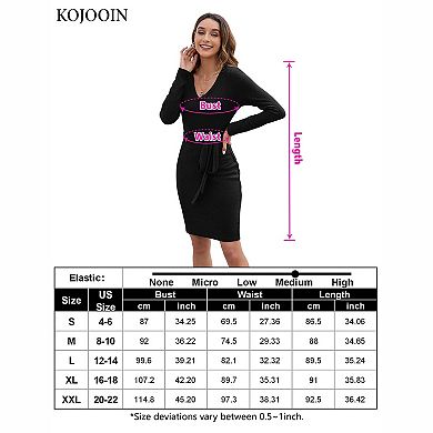 Women's Ribbed Knit Bodycon Midi Dress with Tie Belt