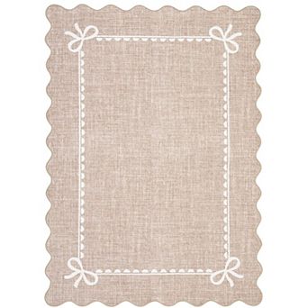 Scalloped Bow Area Rug, Soft Washable Runner Rug, Low Pile Mat for Living Room Bedroom Hallway