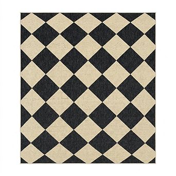 Washable Non-Slip Checkered Area Rug, Modern Geometric Plaid Carpet Low Pile for Living Room Bedroom