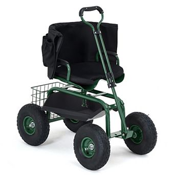 Multifunctional Outdoor Garden Work Seat, 400lbs Load Rolling Swivel Stool Full Accessories