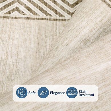 Washable Modern Bordered Area Rug, Ultra-Thin Non-Slip Low Pile Carpet for Bedroom Kitchen Hallway