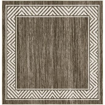 Washable Modern Bordered Area Rug, Ultra-Thin Non-Slip Low Pile Carpet for Bedroom Kitchen Hallway