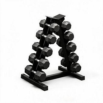 Premium Hex Dumbbell Set with Storage Rack, 350LB Full Weight Set, Rubber Coated Fitness Dumbbells