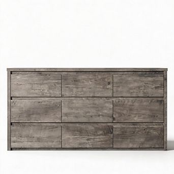 Modern 9 Drawer Dresser for Bedroom Wide Wooden Chest, Large Storage Organizer for Clothes