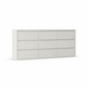 Modern 9 Drawer Dresser for Bedroom Wide Wooden Chest, Large Storage Organizer for Clothes
