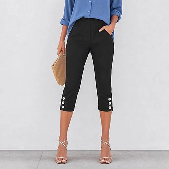 Pull On Capris for Women High Waisted Skinny Capri Pants Trendy Stretch Cropped Jeggings