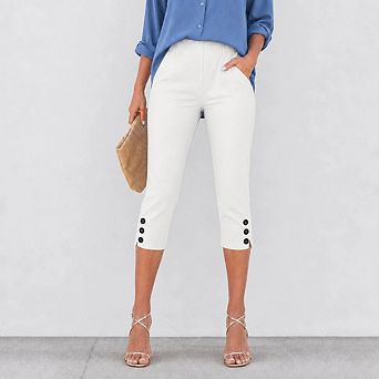 Pull On Capris for Women High Waisted Skinny Capri Pants Trendy Stretch Cropped Jeggings