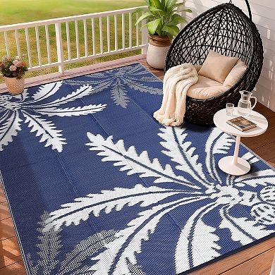 Reversible Waterproof Outdoor Rug, UV Resistant Plastic Straw Mat for Patio Camping RV Easy Clean