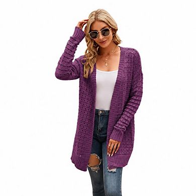 Womens Crochet Cardigan Sweaters Lightweight Long Sleeve Open Front Kimono Boho Knit Cover Ups