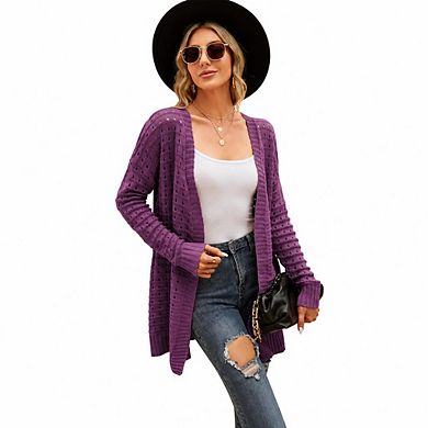 Womens Crochet Cardigan Sweaters Lightweight Long Sleeve Open Front Kimono Boho Knit Cover Ups