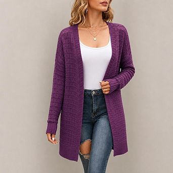 Womens Crochet Cardigan Sweaters Lightweight Long Sleeve Open Front Kimono Boho Knit Cover Ups