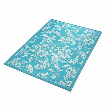 Reversible Waterproof Outdoor Rug, Floral Foldable Plastic Large Mat for Patio Camping RV Beach