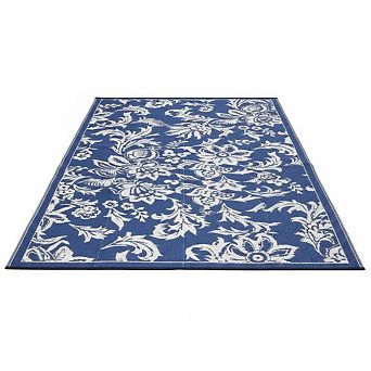 Reversible Waterproof Outdoor Rug, Floral Foldable Plastic Large Mat for Patio Camping RV Beach
