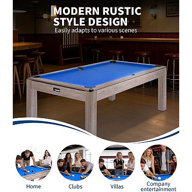 7 Feet Adult Pool Table Set Complete Billiard Accessories Rustic Grey Indoor Game Table for Family P