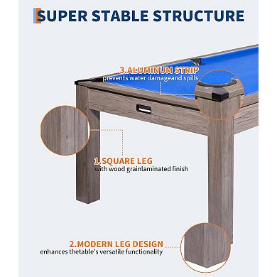 7 Feet Adult Pool Table Set Complete Billiard Accessories Rustic Grey Indoor Game Table for Family P