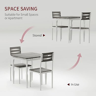 3 Piece Space-Saving Dining Table Set for 2, Modern Kitchen & Dining Room Set, Spiral Metal Legs
