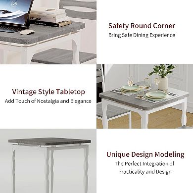 3 Piece Space-Saving Dining Table Set for 2, Modern Kitchen & Dining Room Set, Spiral Metal Legs