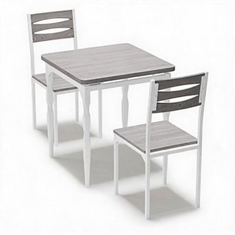 3 pc Space-Saving Dining Table Set for 2, Modern Kitchen & Dining Room Set, Spiral Metal Legs