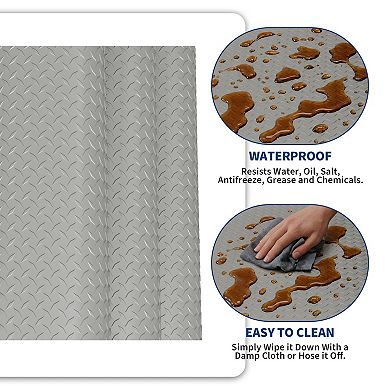 Heavy Duty Diamond Plate PVC Garage Floor Mat 7.5x17 ft, 2.0mm Thick
