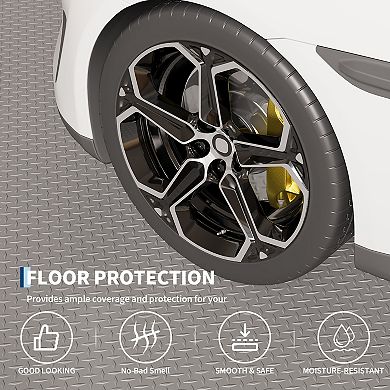 Heavy Duty Diamond Plate PVC Garage Floor Mat 7.5x17 ft, 2.0mm Thick