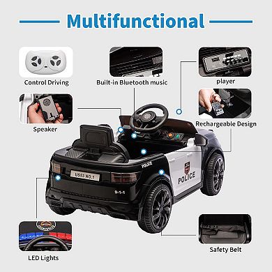12V Kids Electric Police Ride-On Car
