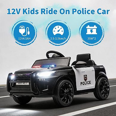 12V Kids Electric Police Ride-On Car
