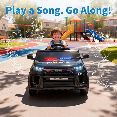 12V Kids Electric Police Ride-On Car