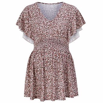 Women's v‑Neck Ruffle Sleeve Maternity Top Casual Loose Fit Pregnancy Blouse