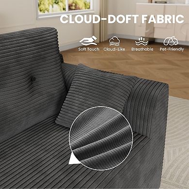 105" Cloud Modular Couch, No Assembly Required Sponge Compressed Sofa, No Assembly L/U Shape