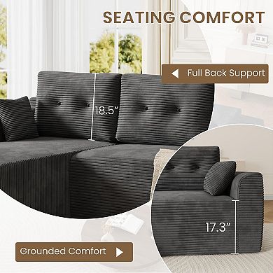 105" Cloud Modular Couch, No Assembly Required Sponge Compressed Sofa, No Assembly L/U Shape