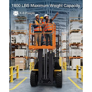 Heavy Duty Forklift Man Basket, 1200 LBS Load Safety Work Cage with 4 Wheels for Lifting Use