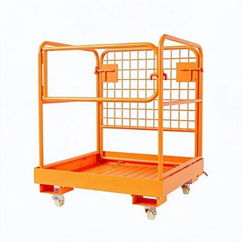 Heavy Duty Forklift Man Basket, 1200 LBS Load Safety Work Cage with 4 Wheels for Lifting Use
