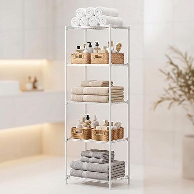 5-Tier Wire Shelving Unit, 55" H x 17.7" L x 13.8" W, Adjustable Metal Storage Shelves for Kitchen