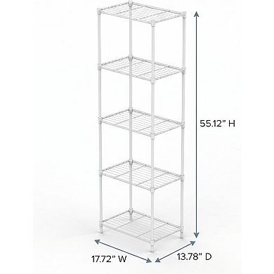 5-Tier Wire Shelving Unit, 55" H x 17.7" L x 13.8" W, Adjustable Metal Storage Shelves for Kitchen
