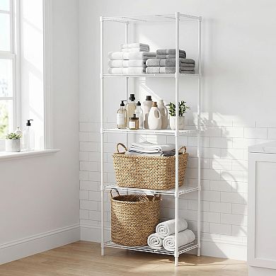 5-Tier Wire Shelving Unit, 55" H x 17.7" L x 13.8" W, Adjustable Metal Storage Shelves for Kitchen