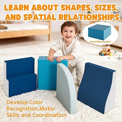 4-6 Piece Foam Climbing Blocks Set for Toddlers, Soft Play Shapes with Non-Slip Base, Indoor