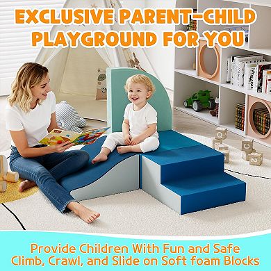 4-6 Piece Foam Climbing Blocks Set for Toddlers, Soft Play Shapes with Non-Slip Base, Indoor