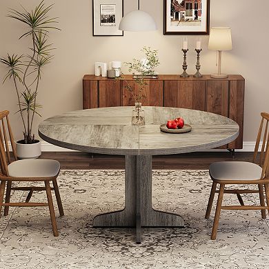 Round Dining Table 47 Inch - Black Wooden Curved Legs Kitchen Table for 4 Modern Dining Room