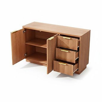 Modern Bedroom Storage Dresser, 47 Inch 6 Drawer Wooden Chest for Home Apartment Daily Organization