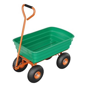 Heavy Duty Garden Dump Wheelbarrow,600LB Capacity Towable Utility Cart for Yard Soil Rock Transport