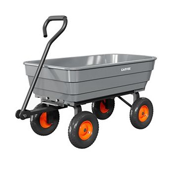 Heavy Duty Garden Dump Wheelbarrow,600LB Capacity Towable Utility Cart for Yard Soil Rock Transport