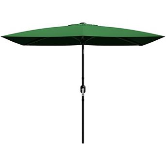10x6.5ft Rectangular Patio Umbrella with Solar LED Lights Outdoor Market Table Sun Shade