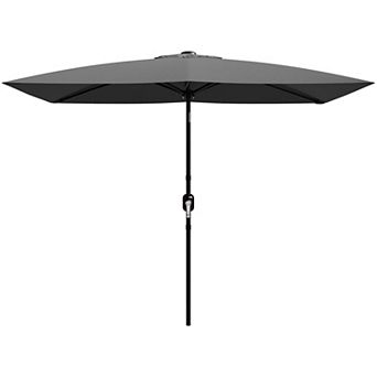 10x6.5ft Rectangular Patio Umbrella with Solar LED Lights Outdoor Market Table Sun Shade
