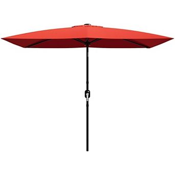 10x6.5ft Rectangular Patio Umbrella with Solar LED Lights Outdoor Market Table Sun Shade