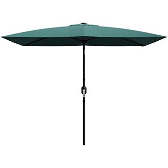 10x6.5ft Rectangular Patio Umbrella with Solar LED Lights Outdoor Market Table Sun Shade