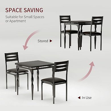 3 Piece Space-Saving Dining Table Set for 2, Modern Dining Room Set, Spiral Metal Legs with Chairs