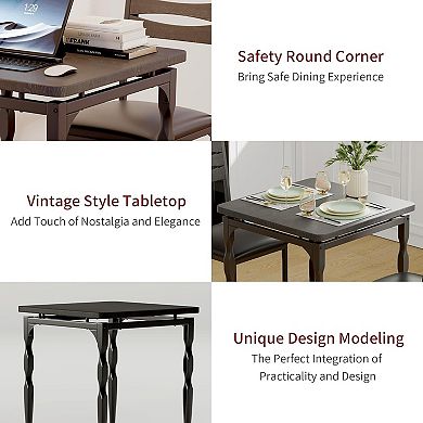 3 Piece Space-Saving Dining Table Set for 2, Modern Dining Room Set, Spiral Metal Legs with Chairs