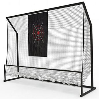 Golf Practice Net Portable Training Net with Aim Cloth, Carry Bag For Real Ball Driving, Chipping