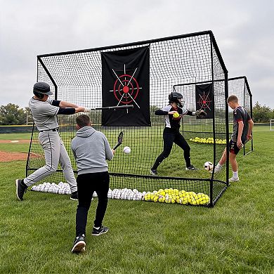 Golf Practice Net Portable Training Net with Aim Cloth, Carry Bag For Real Ball Driving, Chipping
